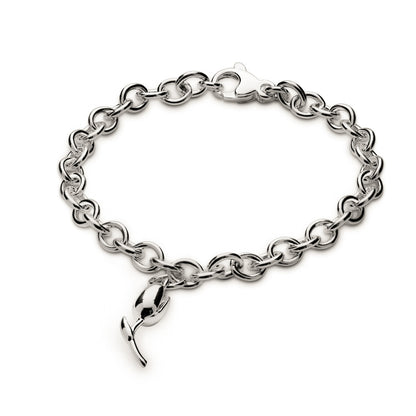 Silver tulip flower charm with detailed petal texture, part of the Charms collection by Scarlett Jewellery.