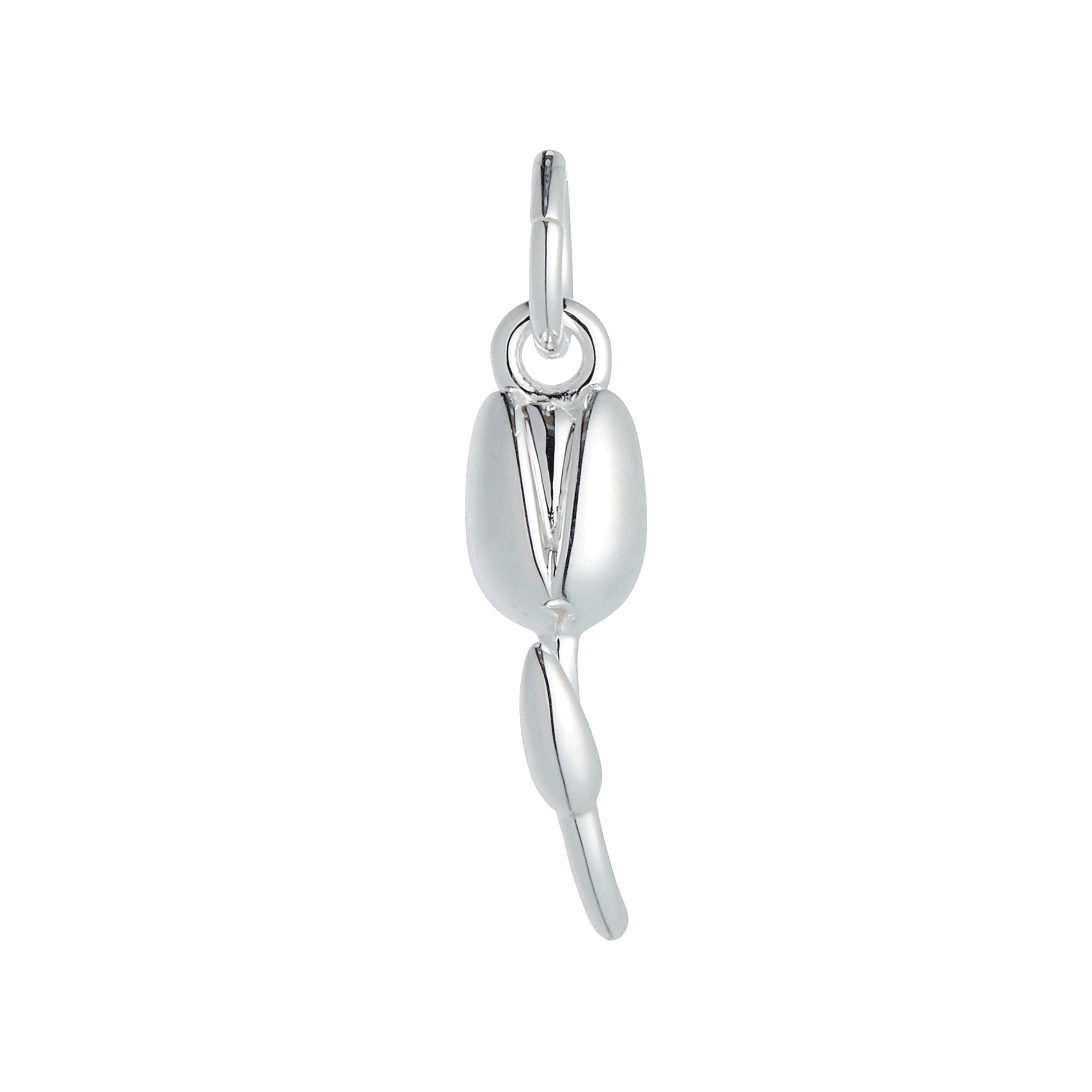 Silver tulip flower charm with detailed petal texture, part of the Charms collection by Scarlett Jewellery.