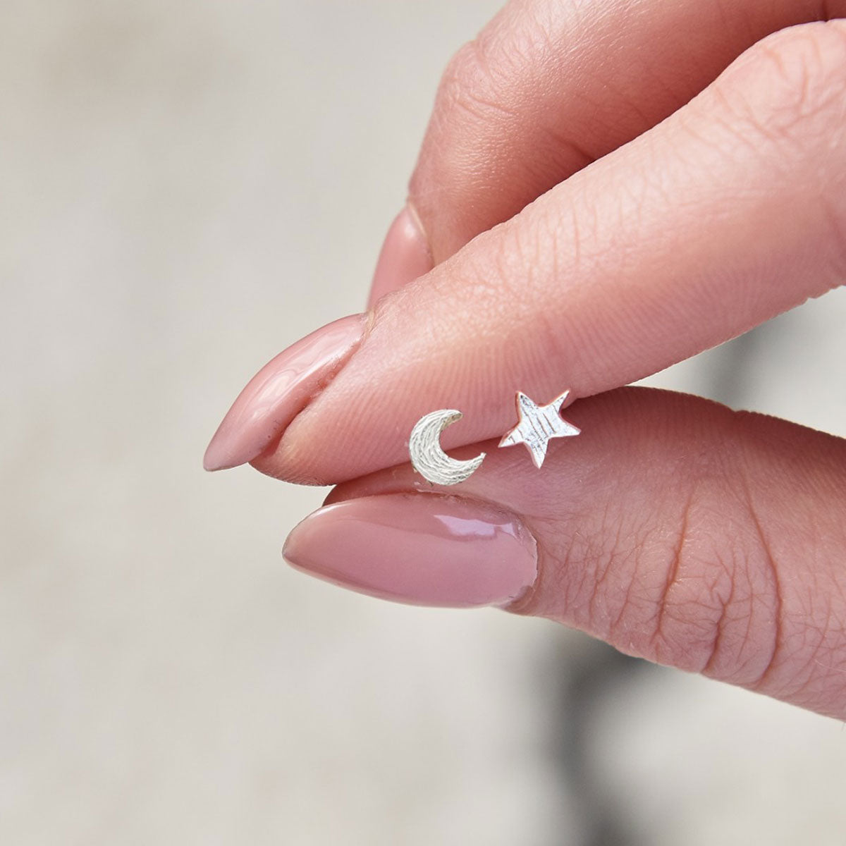 Twilight Moon & Star Silver Stud Earrings Scarlett Jewellery
