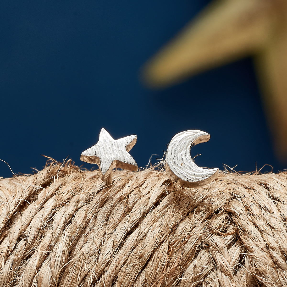 Twilight Moon & Star Silver Stud Earrings Scarlett Jewellery