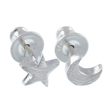 Twilight Moon & Star Silver Stud Earrings Scarlett Jewellery