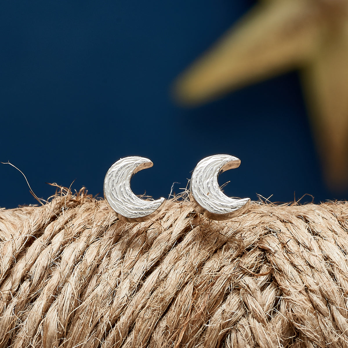 Twilight Moon Silver Stud Earrings Scarlett Jewellery