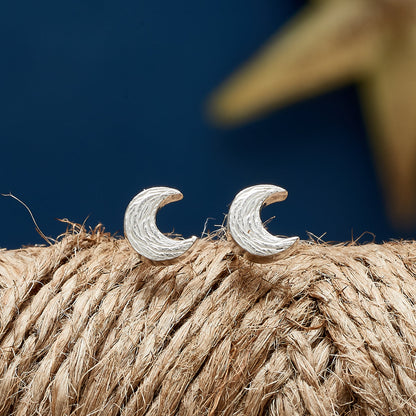 Twilight Moon Silver Stud Earrings Scarlett Jewellery