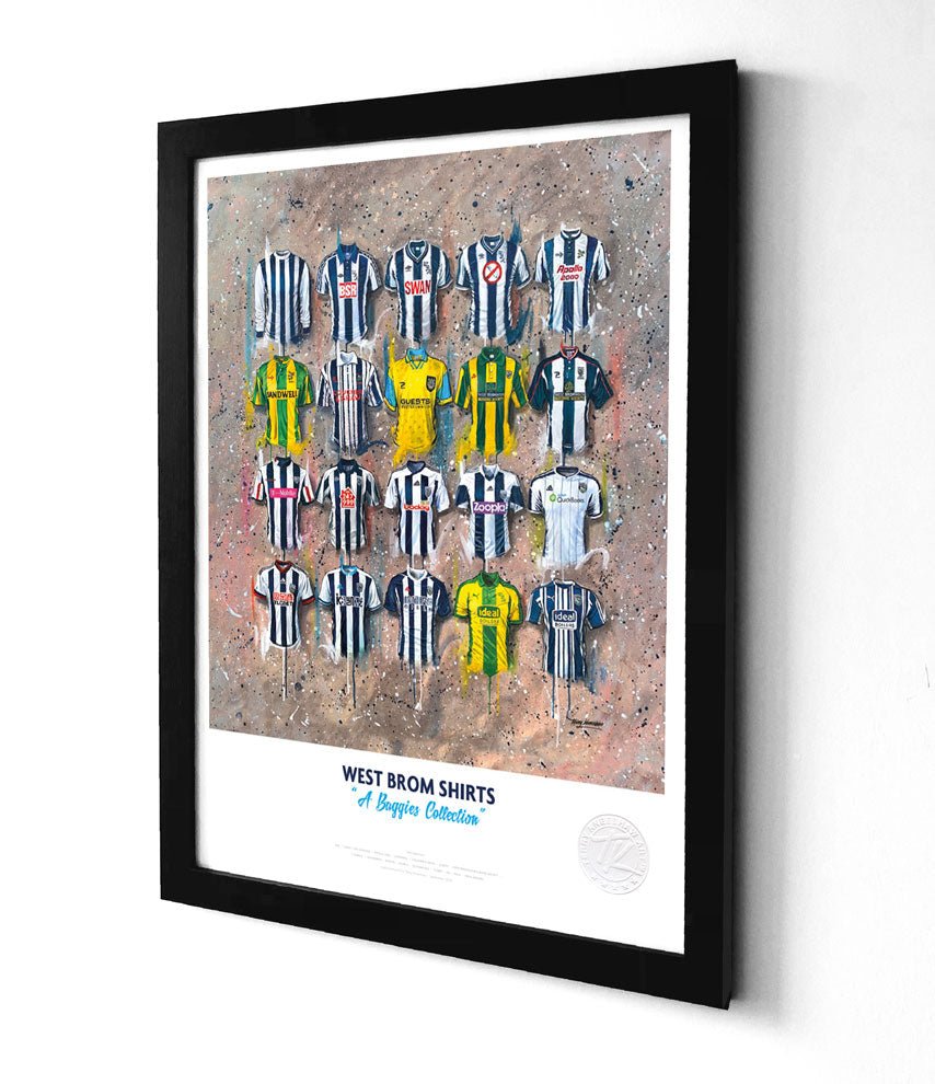 West Bromwich Albion A3 Framed Print – Iconic Baggies Shirt Art