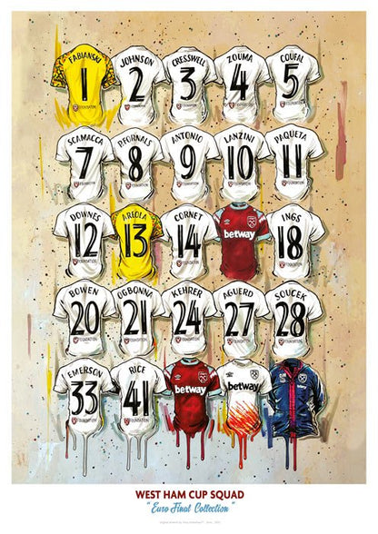West Ham European Champions A2 Print – Hammers Shirt Art