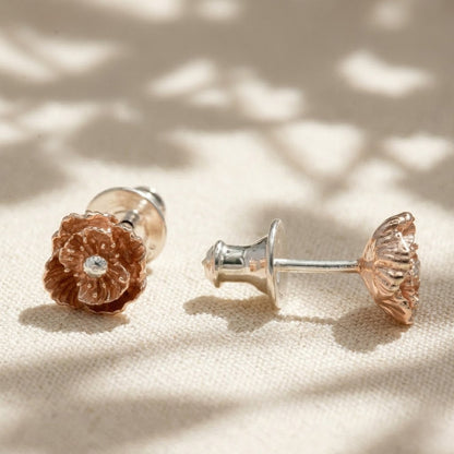 Poppy Silver & Rose Gold Vermeil Studs Scarlett Jewellery