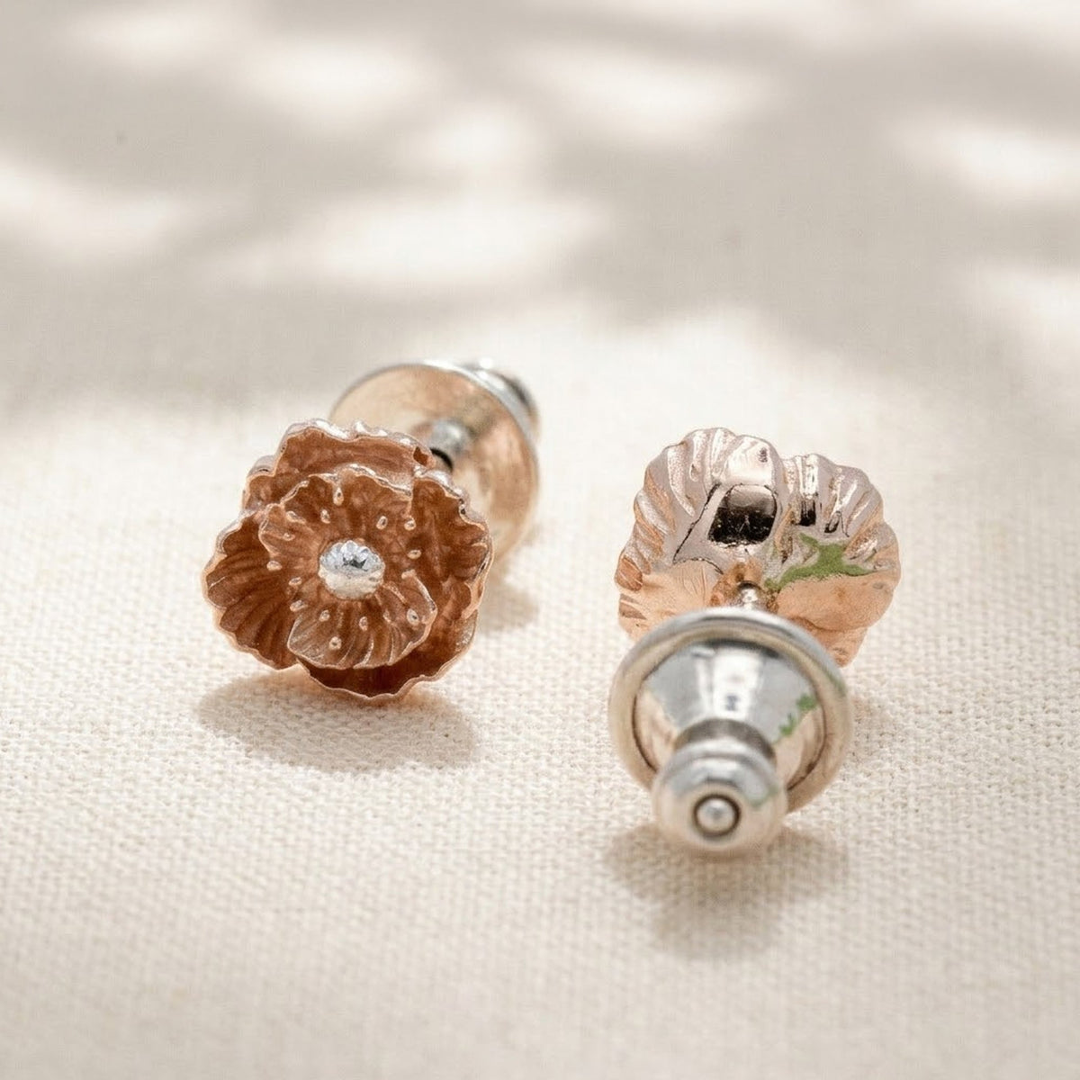 Poppy Silver & Rose Gold Vermeil Studs Scarlett Jewellery