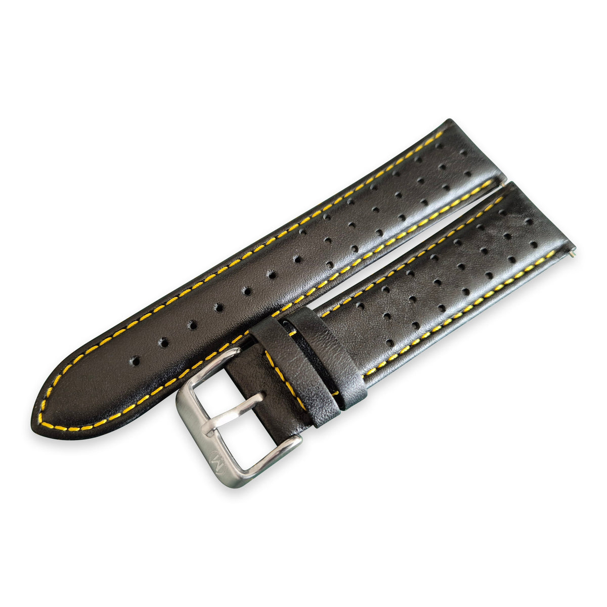 Black And Yellow Leather Rally Watch Strap - SJR London Timepiece